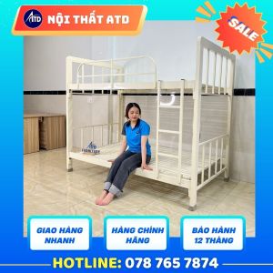 Giường sắt 2 tầng bằng ngang 80cm 1m 1m2 x2m [ BH 1 NĂM]