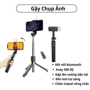 Gậy Chụp Ảnh Đèn Led Trợ Sáng Kèm Remote Bluetooth Xoay Nhiều Góc Độ Tripod Đa Năng Giá Đỡ Livestream
