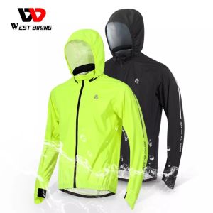 WEST BIKING Windproof Cycling Jacket Hooded Men Riding Waterproof Cycle Clothing Bike Long Sleeve Jerseys Reflective Windcoat Coat Jersey