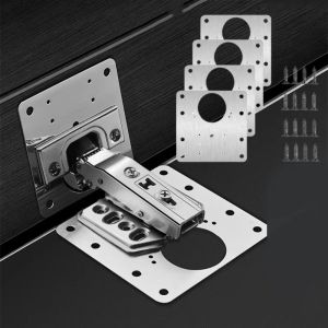 MIRELINA Stainless Steel Cabinet Hinge Repair Plate Thickened With Holes Cabinet Door Hinge Installation Plate Durable Cupboard Door Hinge Mounting Plate Household Tools
