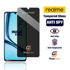 INIAJA - Tempered Glass Anti Spy Realme Note 80 70 70T 60x 60 50 Anti Gores Anti Intip Privacy Pelindung Layar Full Cover