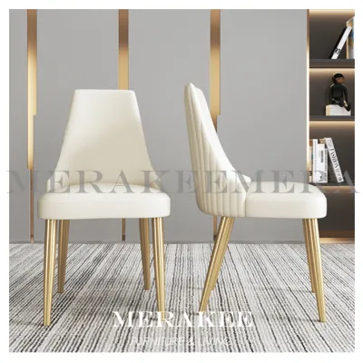MERAKEE Dining Chair PU Leather Solid Wood Frame Gold Leg Dining Room Furniture JCY30