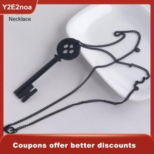 【Y2E2noa】 Halloween Metal Key Skeleton Props Neil Gaiman Black Treasure Chest Key Necklace