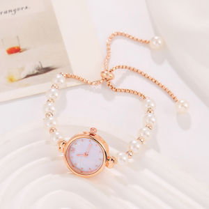 Elegant Ladies Pearl Bracelet Watch For Women Original Colorful Adjustment Strap Round Dial Womens Casual Watches Daily Waterproof High Value Choice