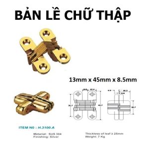 Bản lề xi mạ vàng chữ thập (13mm x 45mm x 8.5mm)