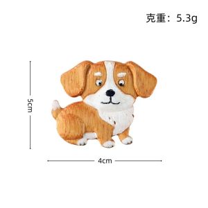HAF0083 Guitar Bear Sweater Wooden Brooch Scarf Bear Corgi Dog Animal Pin Exquisite Pony Badge Clothing Accessory