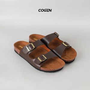 Cogen Sandal Pria Kulit Sendal Slop Birken Vintage - Opera Brown