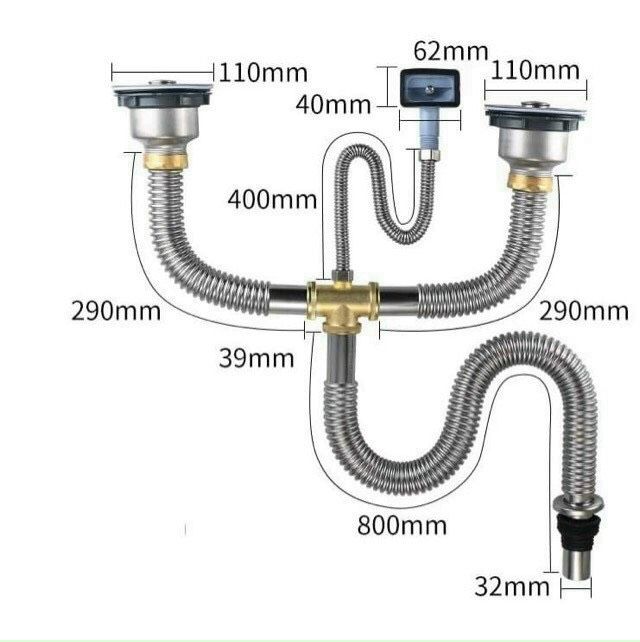Bộ xả bồn rửa chén -chậu rửa chén đôi cao cấp ống inox và co đồng ...