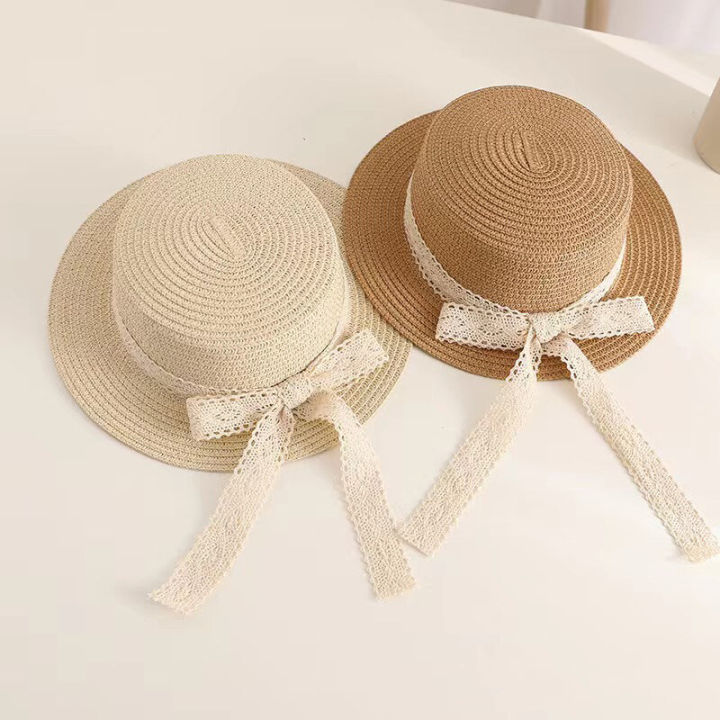 Kids Girls Summer Sun Hat Children Straw Hats With Elastic Strap