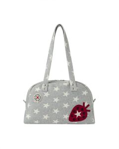 South Korea AEAE Strawberry-themed bag a niche retro shoulder bag gray star-patterned tote bag export-quality bag