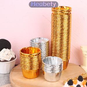 Heabety  50 cái nhỏ cupcake lá cupcake wrapper giấy vàng bạc cupcake Baking cup