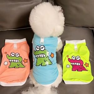 PUZHE นุ่มนุ่มๆ เสื้อกั๊กสุนัขฤดูใบไม้ผลิฤดูร้อน น่ารักน่ารักๆ ระบายอากาศได้ระบายอากาศ เสื้อผ้าสำหรับสัตว์เลี้ยง บูลด็อก ลายไดโนเสาร์ เสื้อสุนัขแมว สำหรับสุนัขแมว