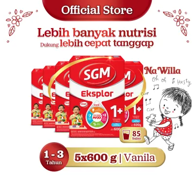 SGM Eksplor 1+ dengan IronC Susu Pertumbuhan Rasa Vanilla 5x600gr - Untuk Usia 1-3 Tahun