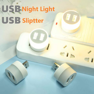 Portable LED Light Night Light Bedroom Bedside Corridor Toilet Emergency Night Light USB Light Warm Lamp with USB Splitter Converter
