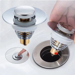 Universal Stainless Steel Pop-Up Bounce Core Basin Drain Filter Hair Catcher Shower Sink Strainer Bath Stopper Bathroom Tool