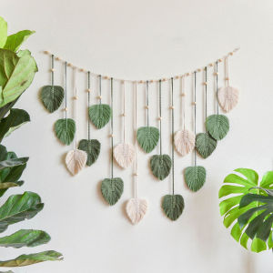 Boho Decor Hand-woven Leaf Tapestry Wall Hangings Bedroom Decoration Macrame Tapestries Childrens Room Background Photo Wall