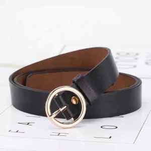 Eason Mall COD Ladies Vintage Metal Bohemian Leather Round Buckle Belt Simple and versatile non-porous square buckle ladies soft leather belt