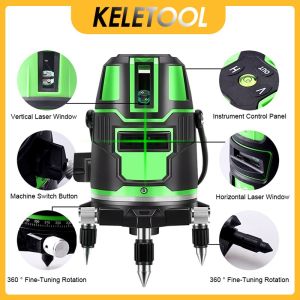 5 line Green Laser Level Self-Leveling 360 Degree Horizontal Vertical Cross Lines Laser Line with Tripod Outdoor laser level 5 line auto 雷射水平仪 measurement laser lazer light level laser leveling outdoor