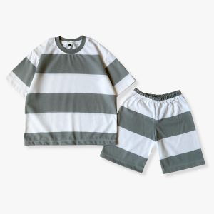 Setelan Kaos Atasan Oversize Big Strip Series Anak Laki Laki Perempuan 1 - 10 Tahun