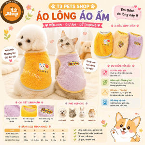 áo lông - áo ấm - áo đông thêu gấu và chữ cho chó mèo - T3 PETS SHOP