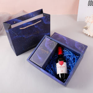 Hộp quà tặng tự gấp hộp quà cưới màu xanh dương sang trọng