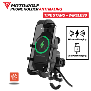 Motowolf Holder Handphone HP Motor USB Wireless Charger Stabilizer 360