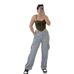 6 POCKET COLORED CORDUROY PANTS STRAIGHT CUT CORDUROY CARGO PANTS LADIES #51