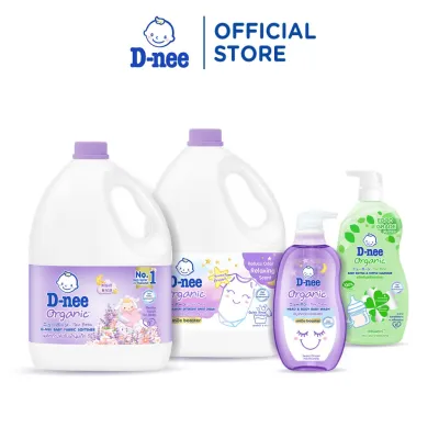 Combo D-nee Giặt 3L Xả 2.8L Tắm Gội Toàn Thân 380ml Rửa Bình 600ml Dịu Êm Cho Bé Từ 0 Tuổi (Có thể chọn Màu)