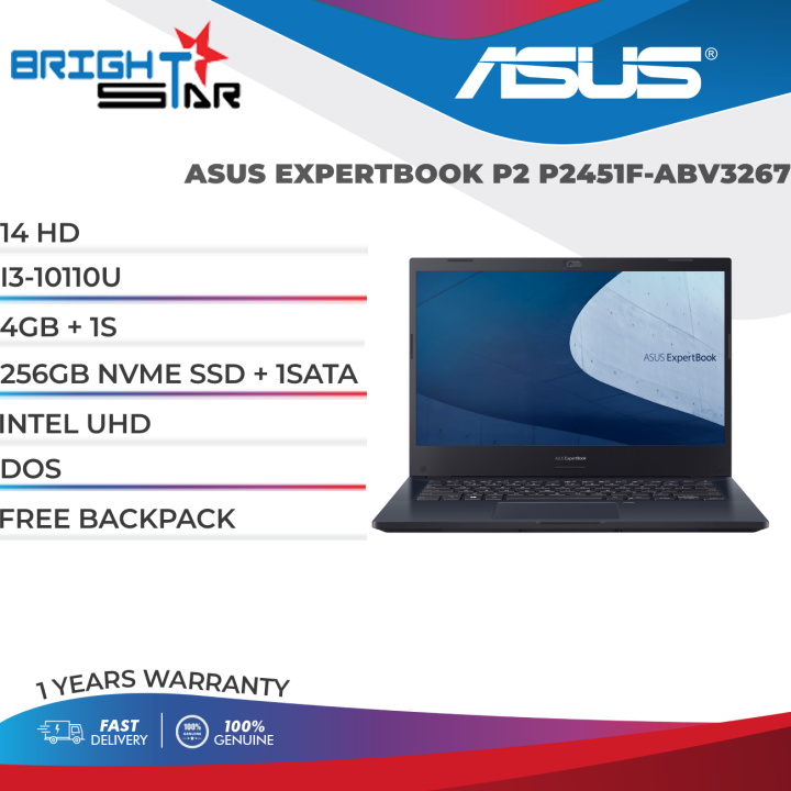 ASUS EXPERTBOOK P2 P2451F-ABV3267 14 HD I3-10110U 4GB 1S