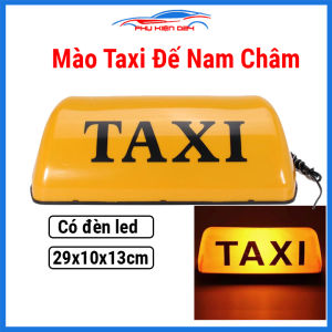 Mào taxi đế nam châm có đèn led gắn nóc ô tô màu vàng kích thước 29cmx10cmx13cm