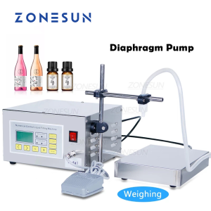 ZONESUN ZS-DP641W Semi Automatic Filling Machine Beverage Perfume Juice Food Grade Diaphragm Pump Water Bottle Filler