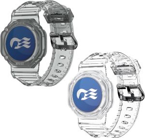 2 Pack Medallion Holder Bracelet for Princess Cruise Crystal Clear Waterproof Watch Band for Ocean Medallion Fits Men Women Cruise Essentials 2026
