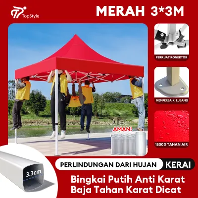 Tenda Lipat 3x3 Tenda Bazar 1300D Outdoor Tenda Gazebo Tenda Jualan Pameran Dagang Biru dan Merah 2x2M/2x3M/3x4.5M