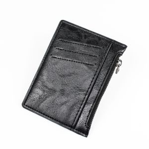 New Fashion Small Mens Leather Wallet With Zipper Coin Pocket Credit Card Holder Mini Purse For Male Slim Money Bag