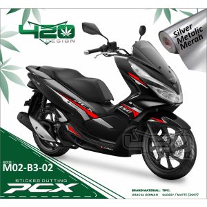 Sticker PCX Striping PCX Sticker Cutting PCX 150 - WARNA SILVER HITAM - Cutting Stiker PCX 150 Old - PCXM - 420 Design