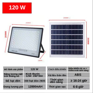 Đèn chiếu sáng năng lượng mặt trời điều khiển ánh sáng ban đêm cảm ứng tự động với điều khiển từ xa Đèn LED siêu sáng 100W
