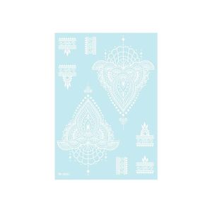 OOC Leg Arm Luminous Henna Tattoo Sticker White Wedding Tool Body Art Sticker Lace Henna Fake Tattoo India Flower White Henna Tattoo Decals Women/Lady