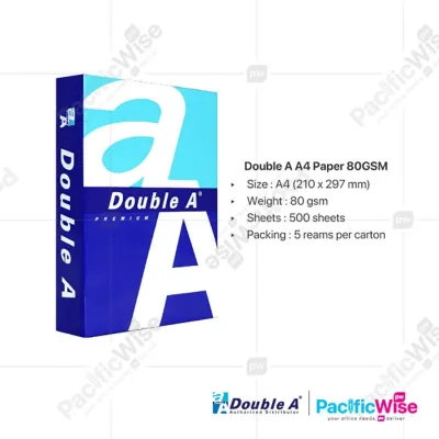 A4 Paper/Double A Paper/A4 Kertas 70gsm & 80gsm/Copier Paper (500s/Ream)-1Carton x 5Reams