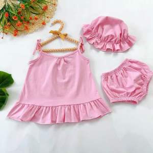 Bộ Quần Áo Bé Gái 2s Kèm Quần Chip Và Nón 3 Đến 15kg S013