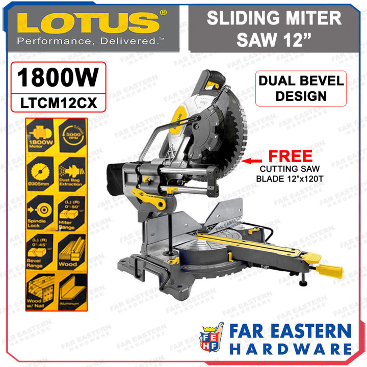 Lotus Sliding Miter Saw 12 Dual Bevel 1800w Ltcm12cx Ltptcd Lazada Ph 