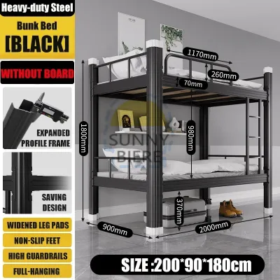 SUNNY Double Deck Bed 90/100/120CM Deck Bed Metal Bunk Bed Iron Loft Bed Frame Full Steel Loft Bed Thickened Bed Frame