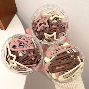 (Boxed) Korean Coffee Color Star Hair Clip Set Women Bangs Bb Clip Cute Baby Girls Hair Pins Childrens Hairclip Headwear Hair Accessories for Kids
