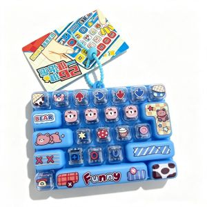 MARGETT 26-Key Decompression Button Toy Transparent Dual-Tone Cute Design keyboard Pendant New Design With lights Keyboard Keychain Childrens Bag