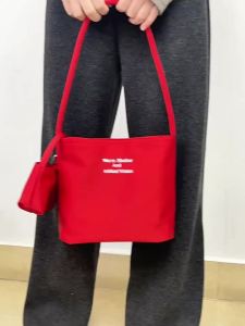 2026 New red bag silk satin handbag bridal wedding bag Korean niche bag tote bag