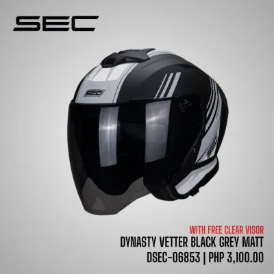SEC Dynasty Vetter Half-Face Helmet for Motorcycle - (M-XL)