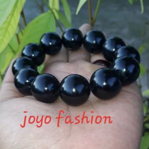 GELANG TASBIH FOSIL AKAR BAHAR HITAM JUMBO