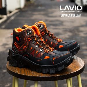 Sepatu Safety Pria Boots Tinggi Ujung Besi Keren Lavio Gradien Septi Kerja Proyek Lapangan