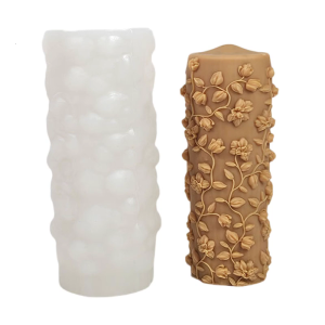 Hoa dập nổi lá xi lanh khuôn silicon trụ cột khuôn mẫu cho nhựa Epoxy xà phòng sô cô la khuôn silicon