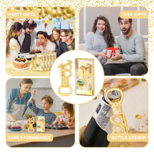 Number Beer Opener Personalised Lid Opener Golden Bottle Opening Tool for Birthdays and Anniversaries Party Supplies