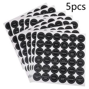 180PCS Spice Jar Labels Waterproof Printed Stickers Kitchen Bottle Spice Storage Round Pantry Label